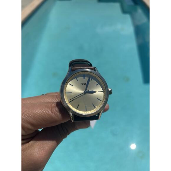 Fossil Fenmore BQ2865 44mm Cream Dial Brown Leather Quartz Watch - Picture 16 of 17